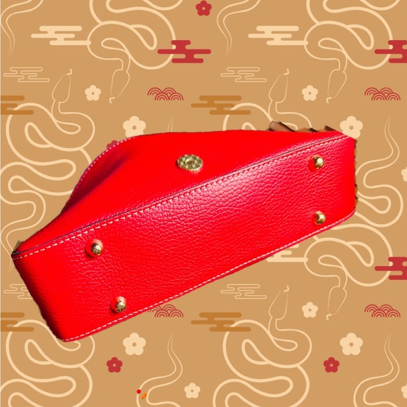 Divina Firenze Red Leather Gold Snake NWT 8”X10”CrossbodyHandle FREE SHIPPING - Picture 13 of 16